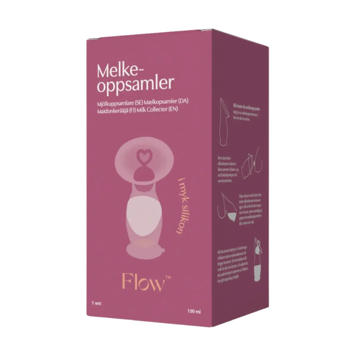Flow Melkeoppsamler m/silikonstopper og lokk, 1 stk.
