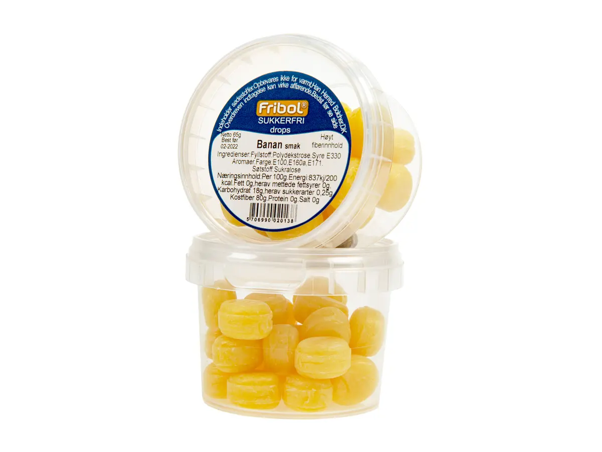 Fribol Sukkerfri Drops Banan, 65 g