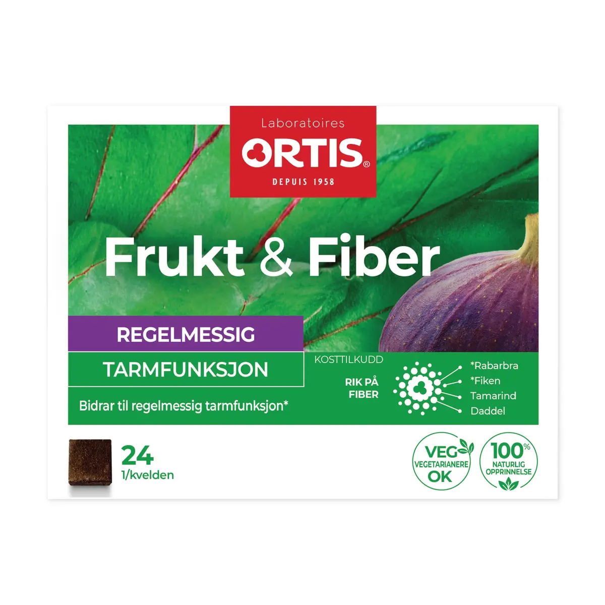Frukt & Fiber Tyggetabletter/Terning, 24 stk.