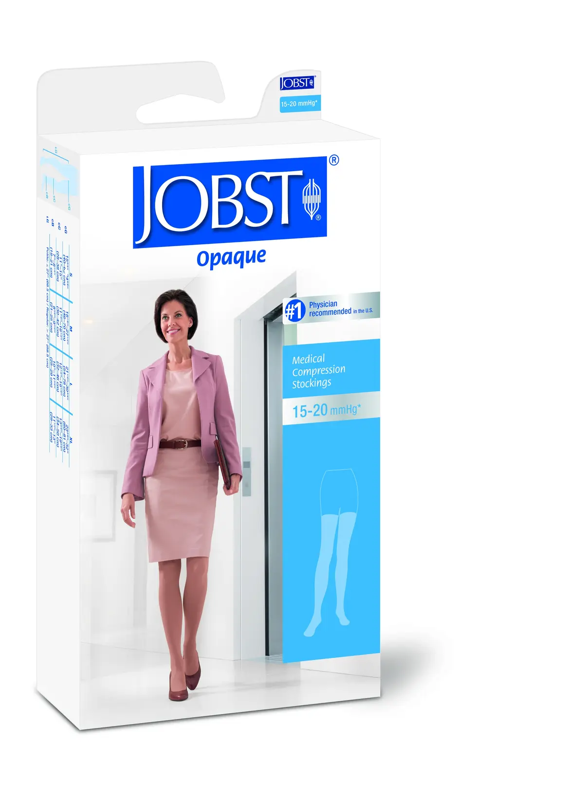 JOBST Opaque lårstrømpe, Klasse 1, ekstra large, sort, 1 par