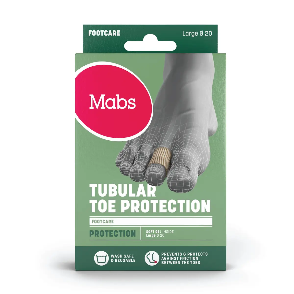 Mabs Tåbeskyttelse tubeform, Large, 2 stk.
