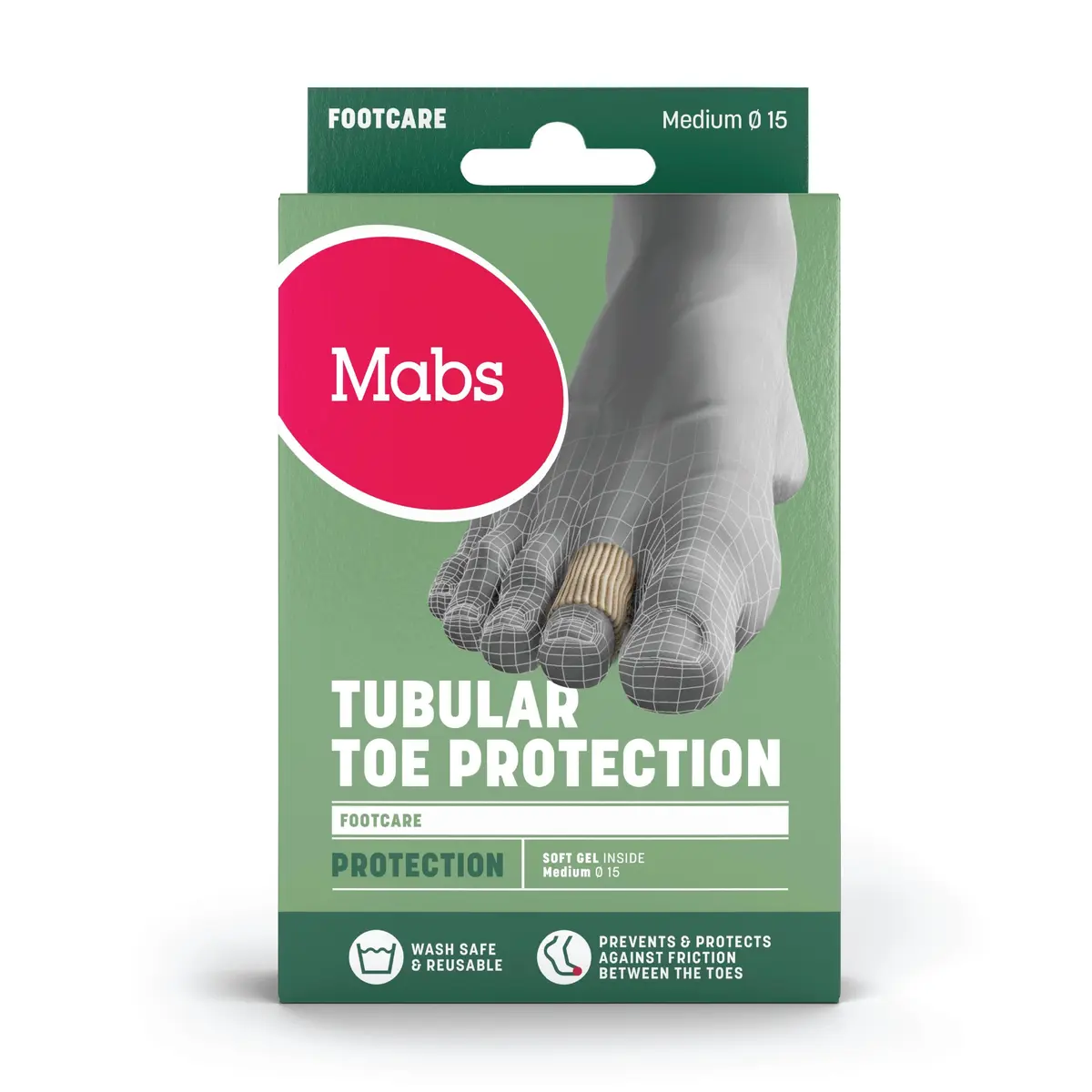 Mabs Tåbeskyttelse tubeform, Medium, 2 stk.