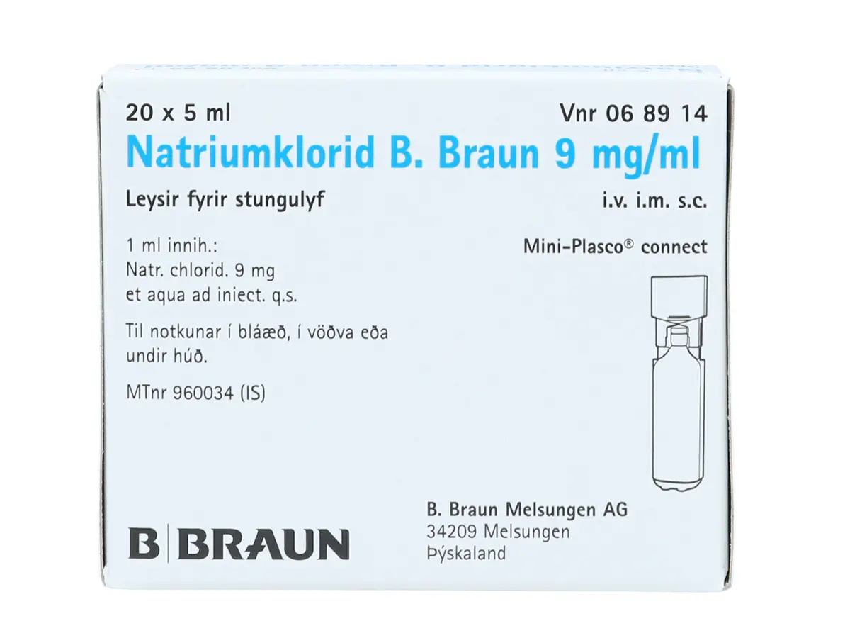 B. Braun Natriumklorid 9 mg/ml inj, 20 x 5 ml