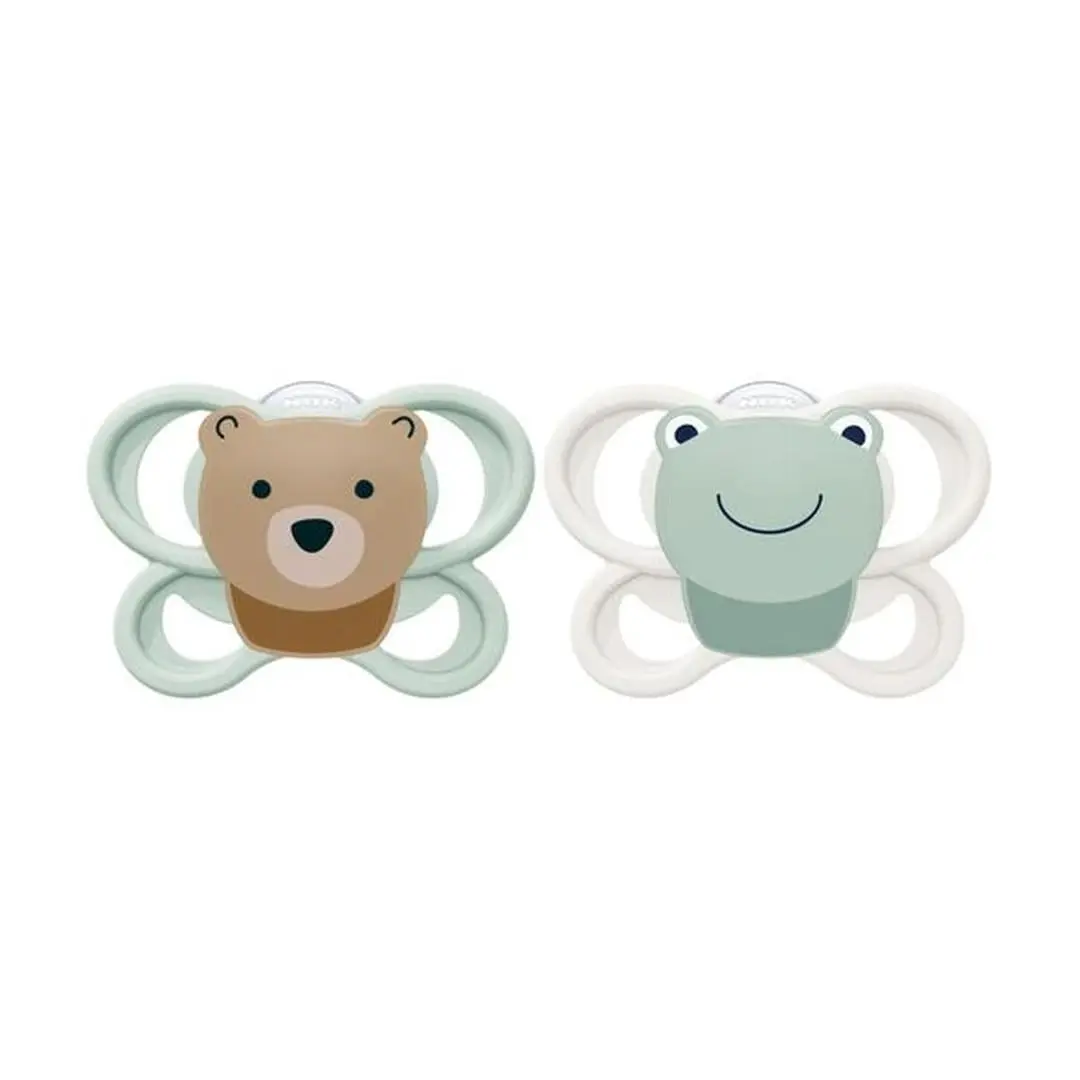 NUK Perfect Match Air Smokk Bear/Frog, 0-6 mnd, 2 stk.
