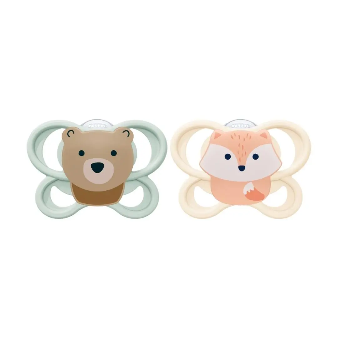 NUK Perfect Match Air Smokk Fox/Bear, 0-6 mnd, 2 stk.