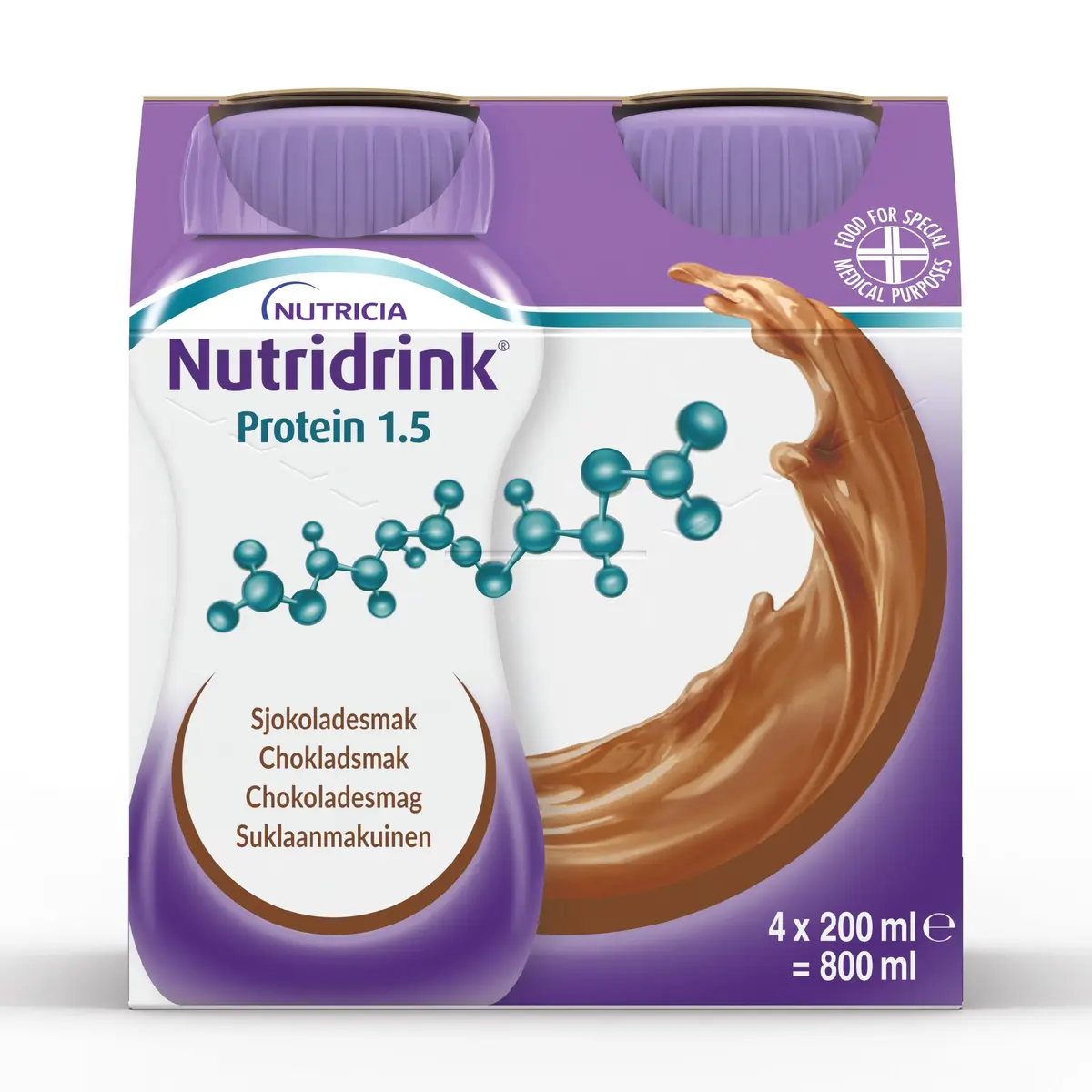 Nutridrink Protein 1.5 Næringsdrikk, Sjokolade, 4x200 ml