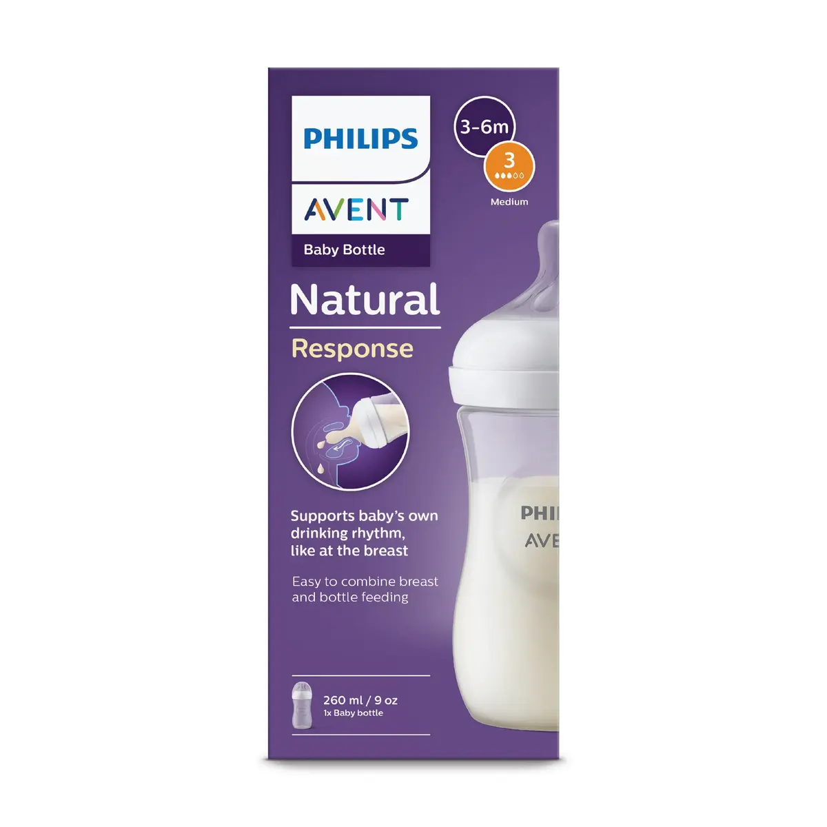 Philips Avent Natural Bottle, 3-6 mnd, 260 ml