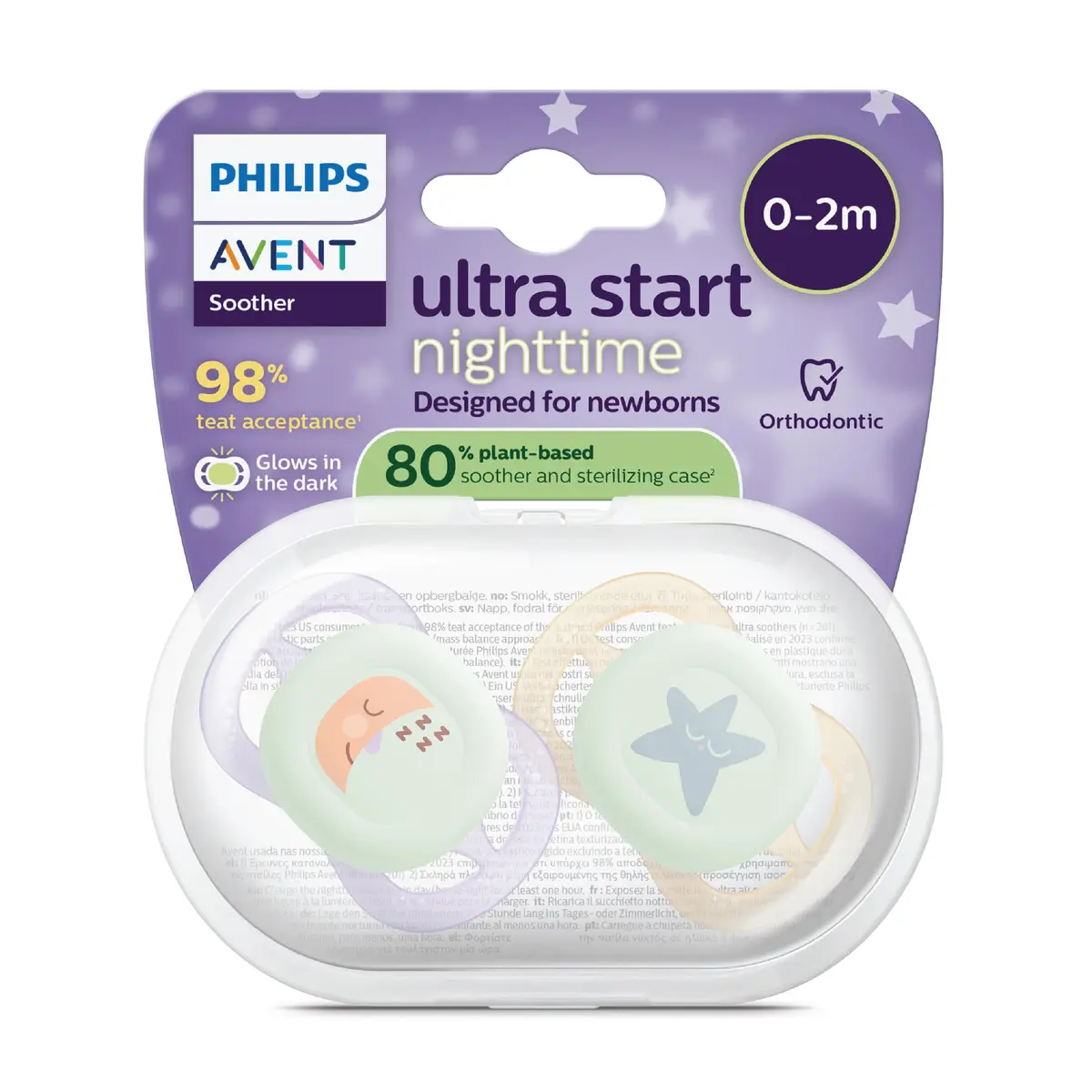 Philips Avent Ultra Start Night Smokk, 0-2 mnd, lilla/oransje, 2 stk.