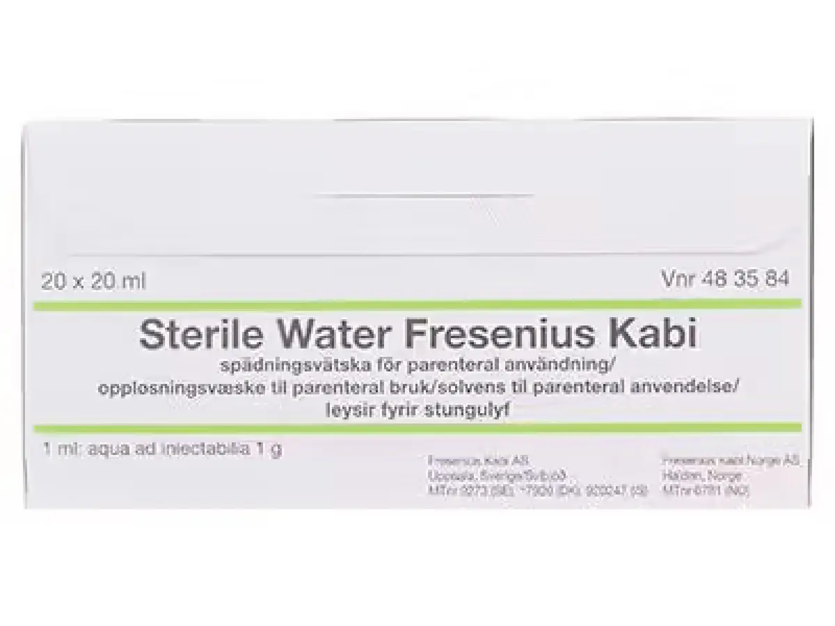 Sterile water Fresenius Kabi Oppløsningsvæske til parenteral bruk, 20 x 20 ml