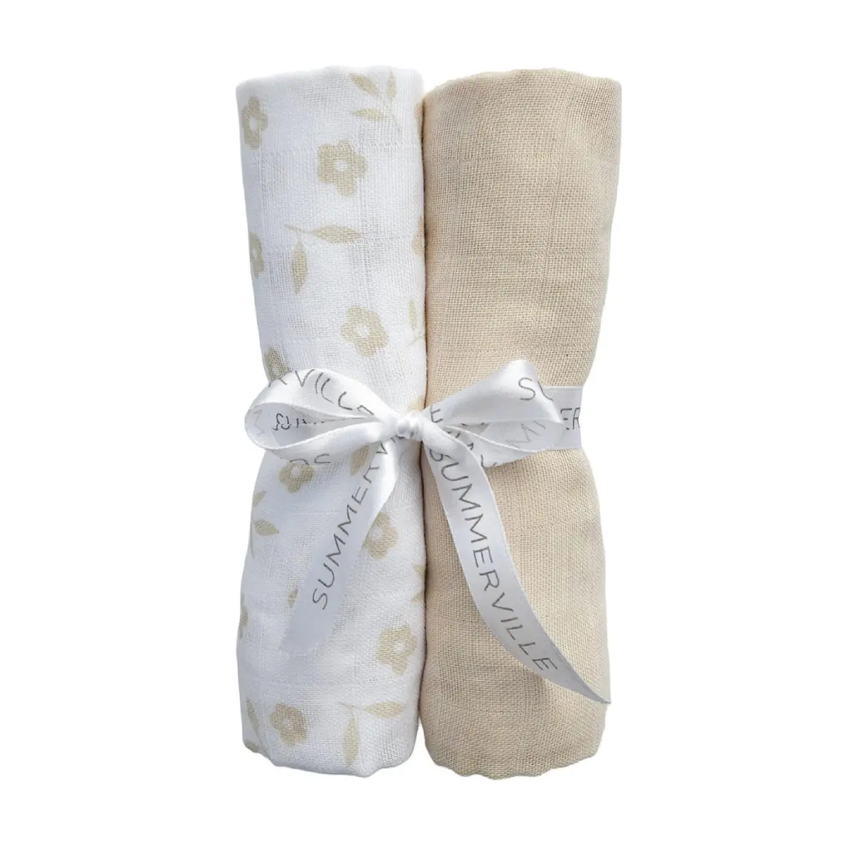 Summerville Organic Babyteppe i musselin, Beige miks, 2 stk.