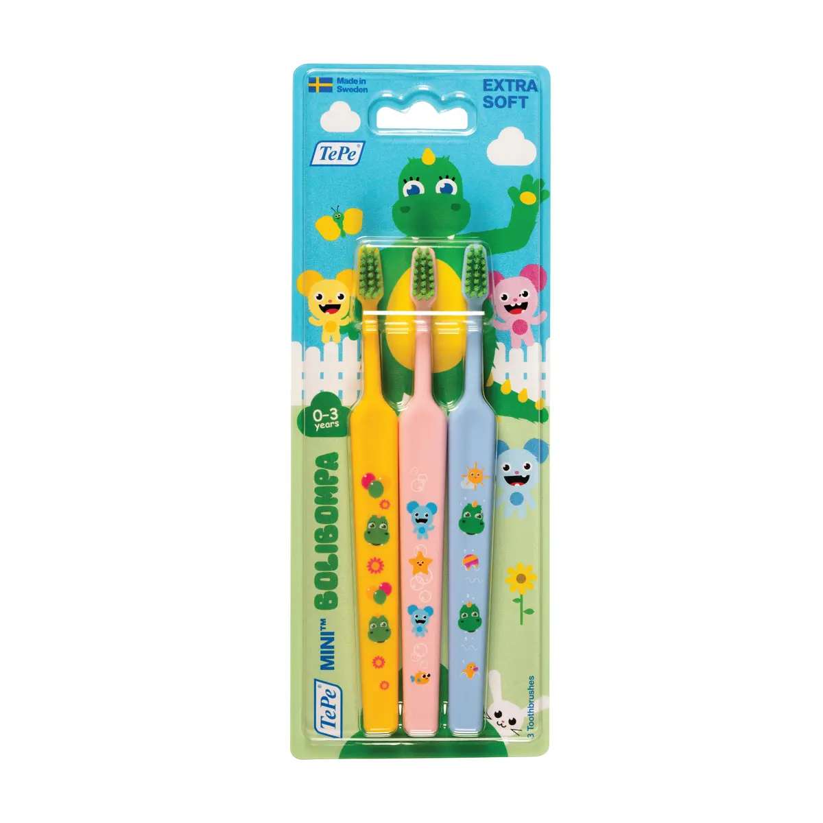 TePe Mini™ Bolibompa Extra Soft Tannbørste, 3 stk.