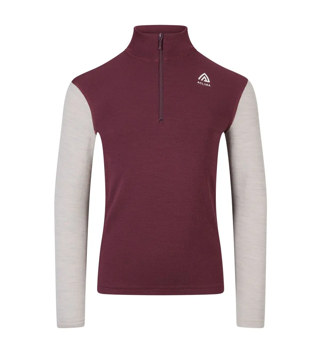 Aclima Aclima WarmWool mockneck Jr Fig/beige Melange