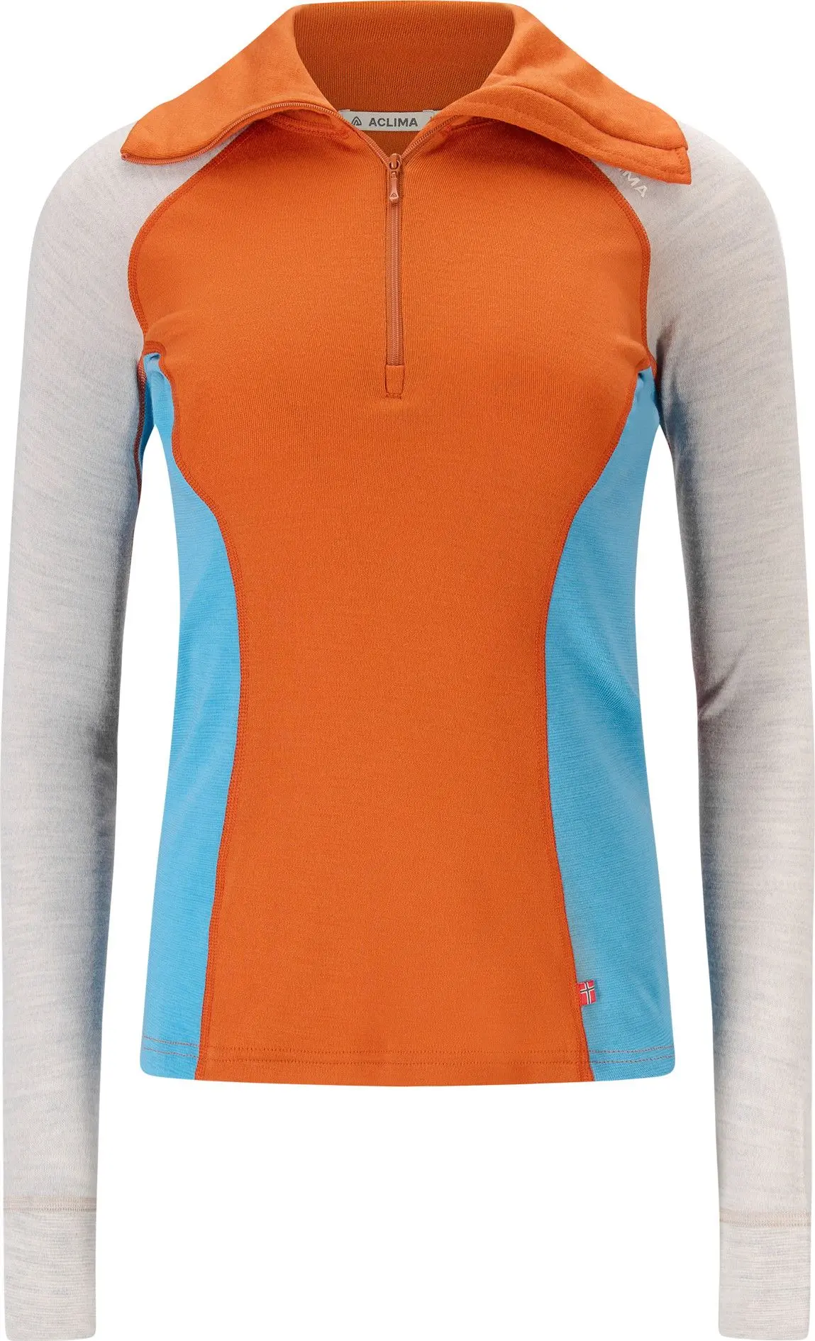 Aclima Women's WarmWool Polo Gold Flame/Beige Melange/Niagara