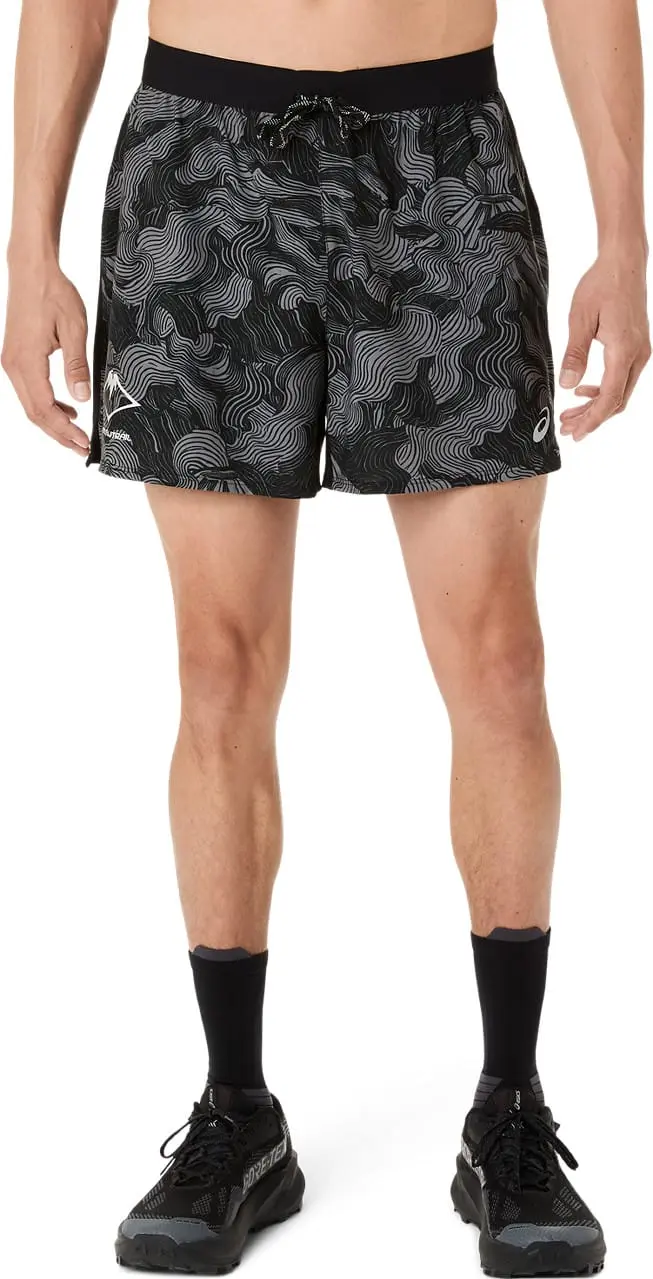 Asics Men's Fujitrail All Over Print 5in Shorts Performance Black/Carbon/Cream