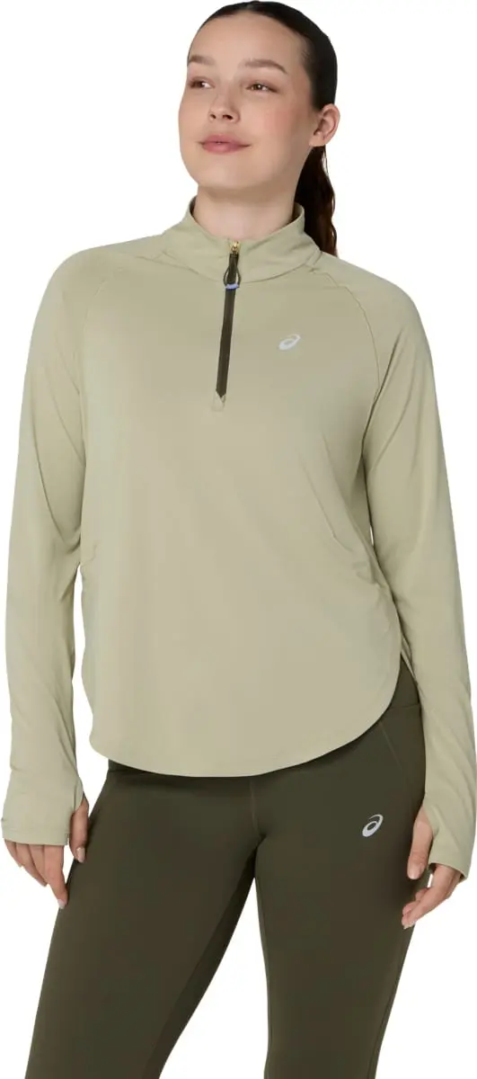 Asics Nagino Run 1/4 Zip Ls Top W Khaki