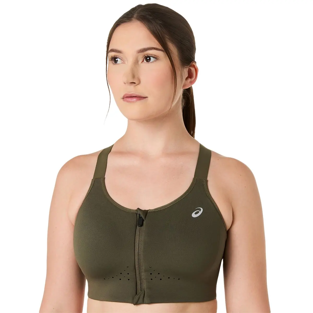 Asics Road Combination Zip Bra W Dark Olive