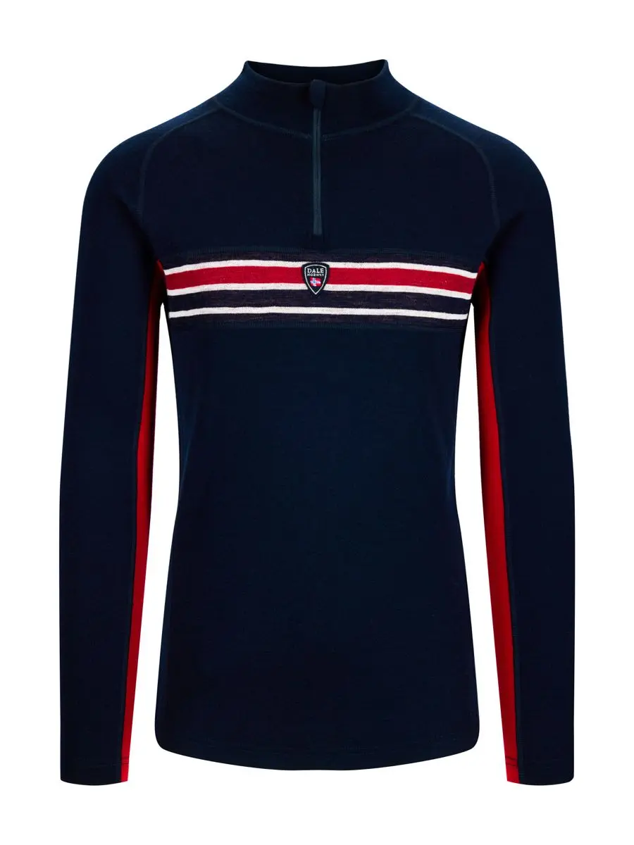 Dale of Norway Aksla Masculine Baselayer Half Zip Navy Red Offwhite