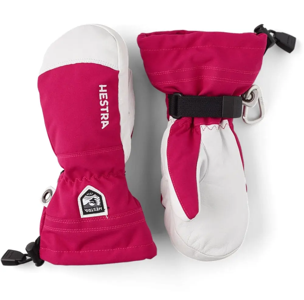 Hestra Juniors' Army Leather Heli Ski Mitt Fuchsia