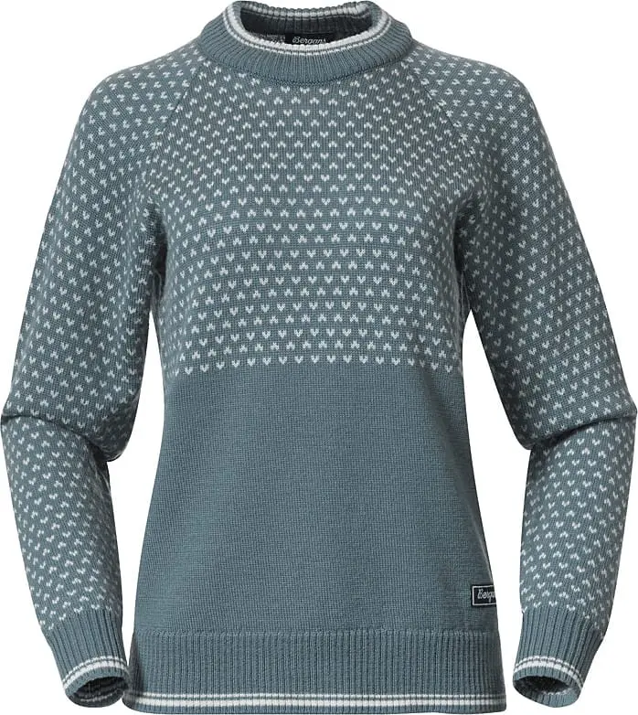 Bergans Women's Alvdal Wool Jumper Grey Sage/Vanilla White