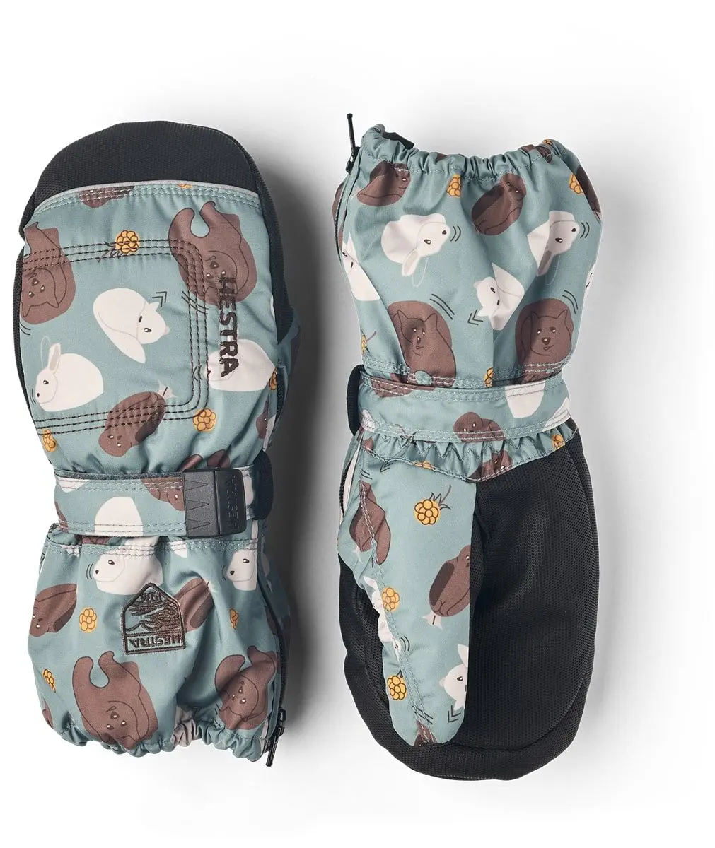 Hestra Baby's Zip Long Mitt Sea Blue Print