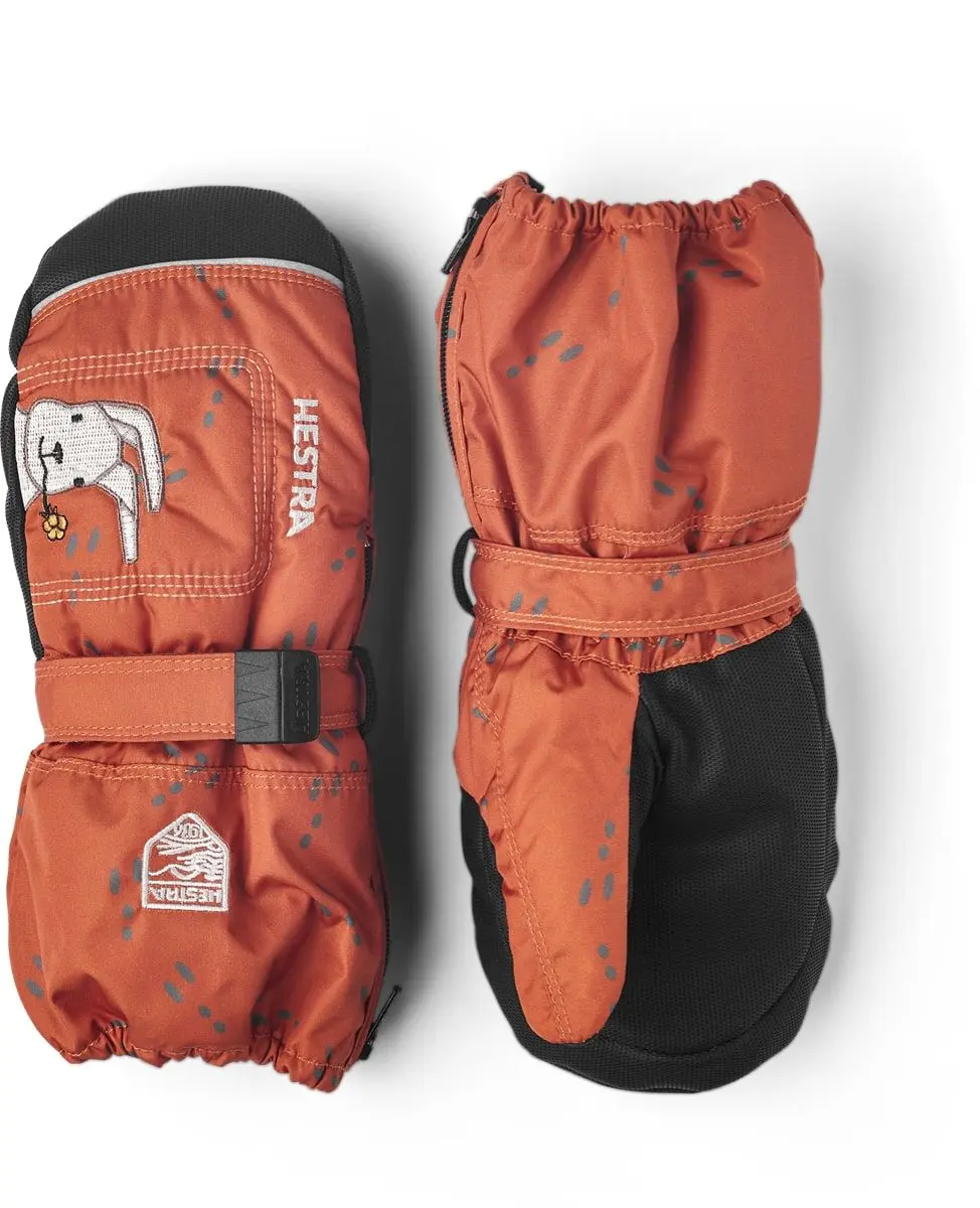 Hestra Baby's Zip Long Mitt Orange Print