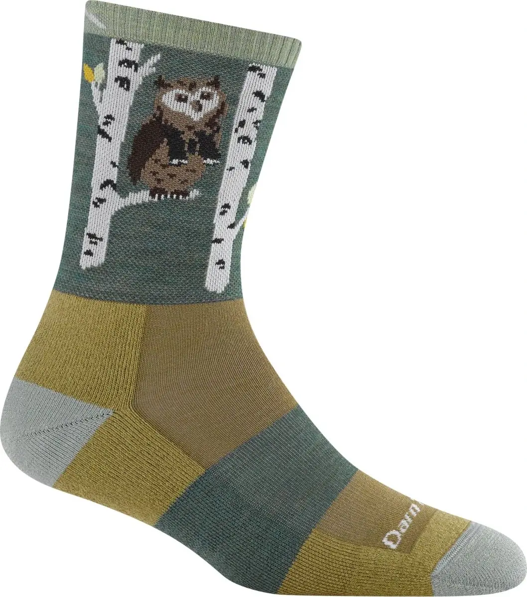 Darn Tough Women’s Critter Club Micro Crew Lightweight Cushion Hiking Socks Owl Green