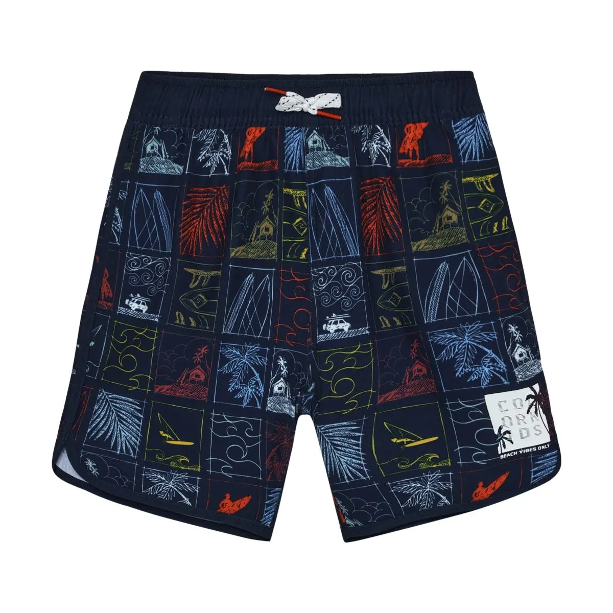 Color Kids Swim Long Shorts, Aop Dress Blues