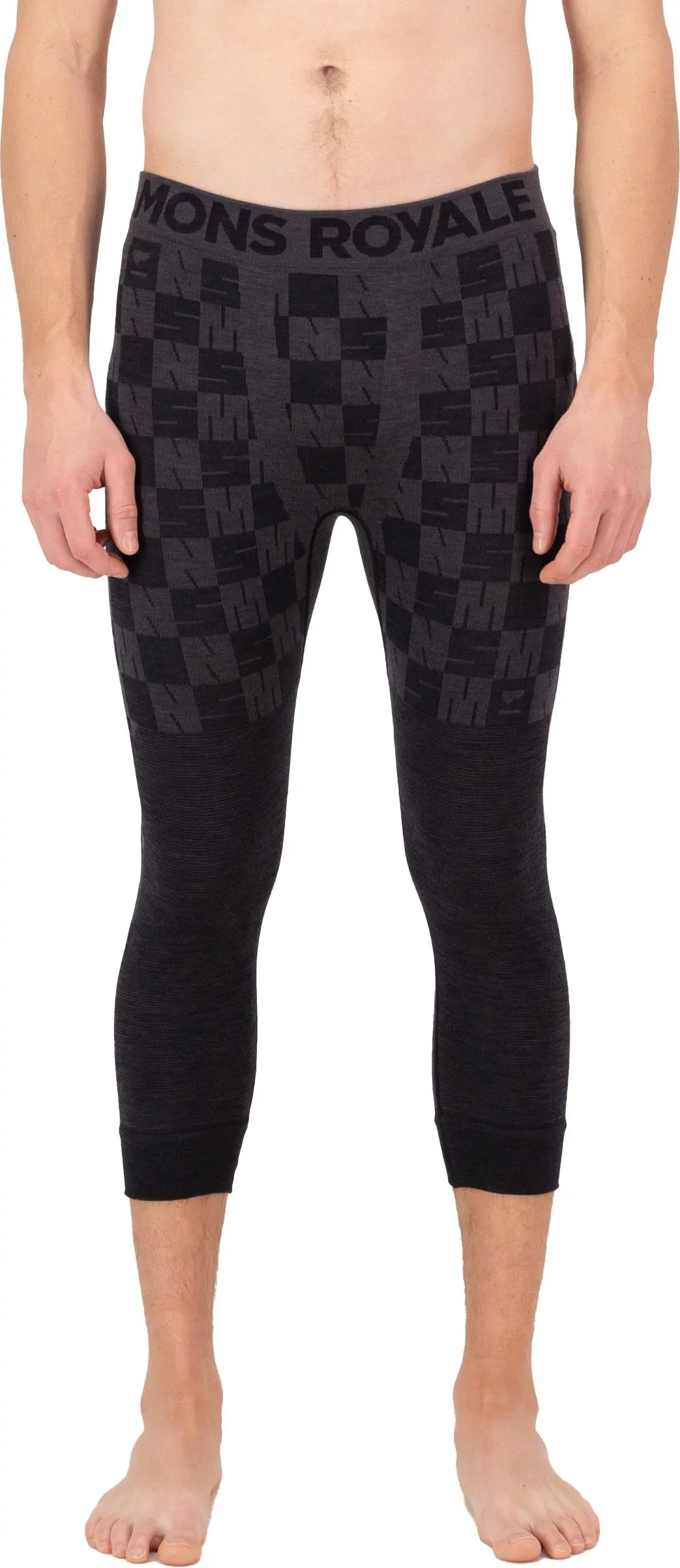 Mons Royale Men's Ascender Merino Seamless 3/4 Legging Forged Iron/Black