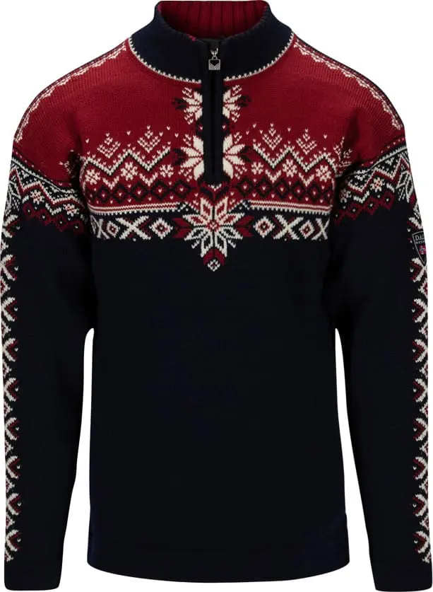 Dale of Norway 140th Anniversary Men's Sweater Navy Red Rose Offwhite