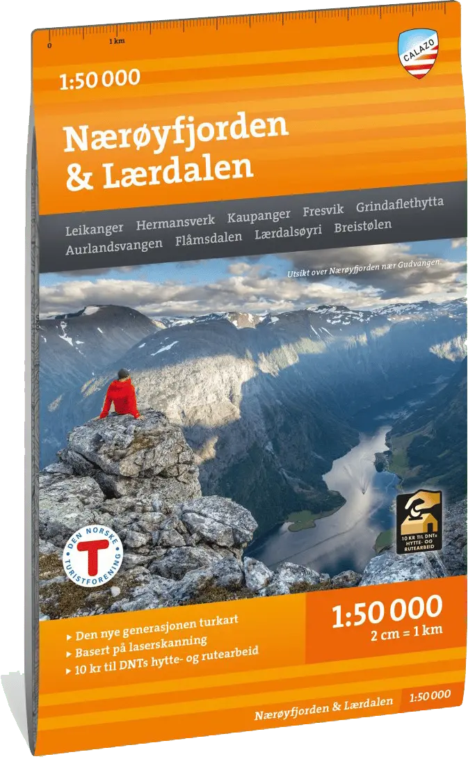 Calazo förlag Nærøyfjorden & Lærdalen 1:50 000 Hiking map