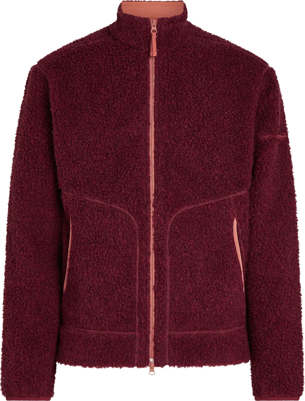 Icebreaker Men's Merino 800 Realfleece High Pile Longsleeve Zip Port Dk Hthr/cedar Wood
