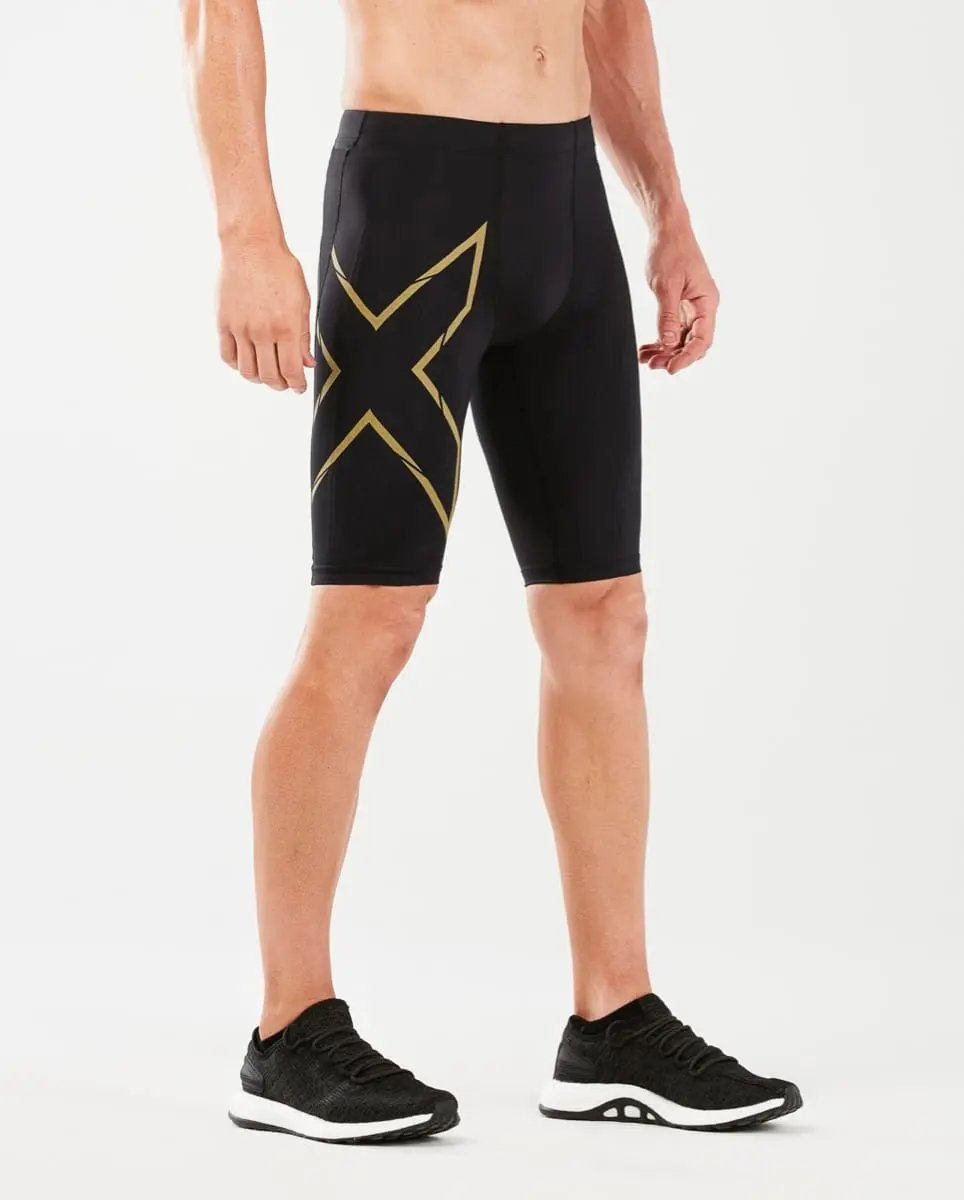 2XU Men's MCS Run Compression Shorts Black/Gold Reflective