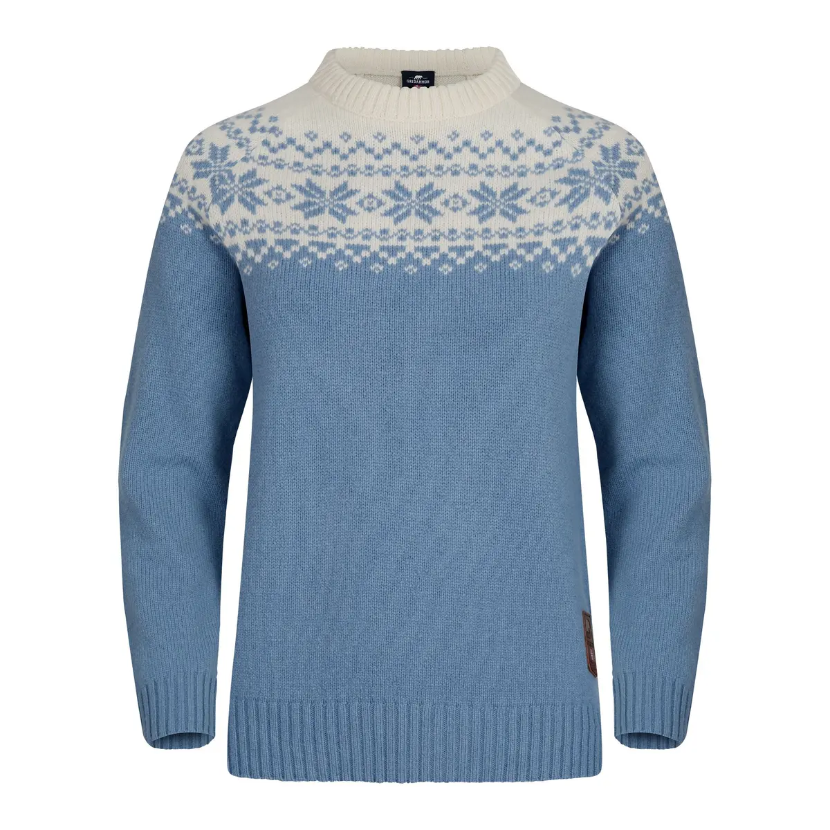 Gridarmor Women’s Snøkrystall Round Neck Ullgenser Light Blue/White