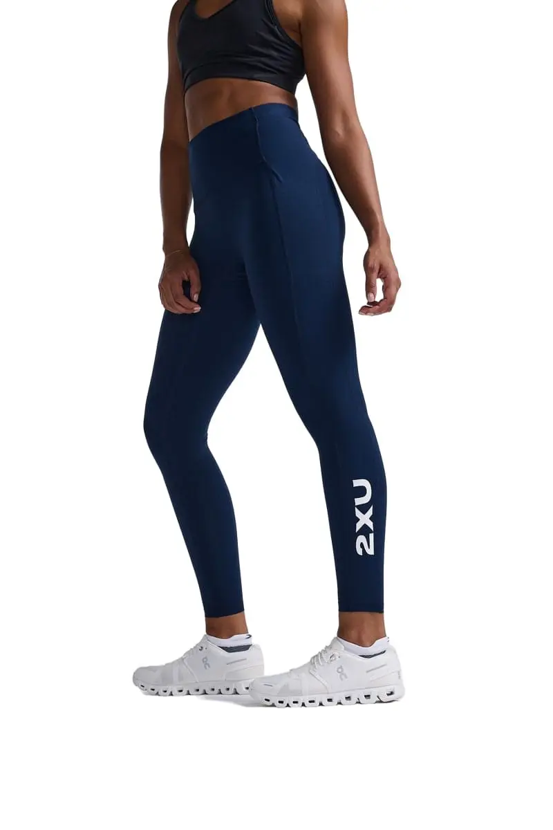 2XU Women's Form Stash Hi-Rise Compression Tights Midnight/White