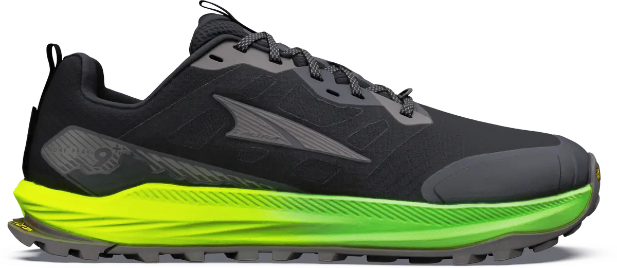 Altra Men's Lone Peak 9+ Black/Dark Gull Grey/Green Gecko