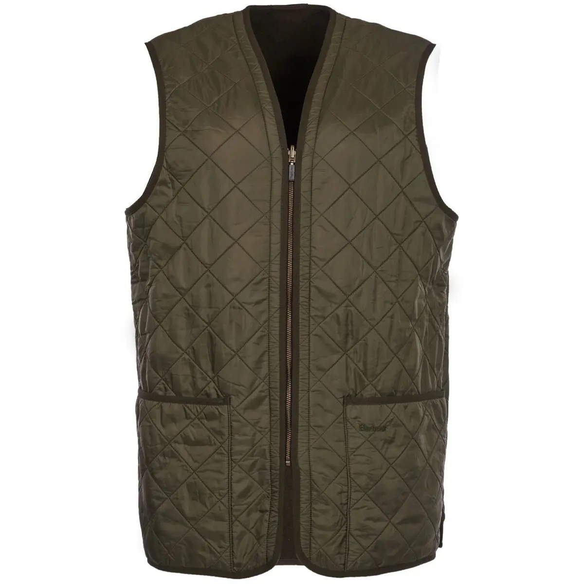 Barbour Men's Polarquilt Waistcoat Zip-In Dark Olive Check