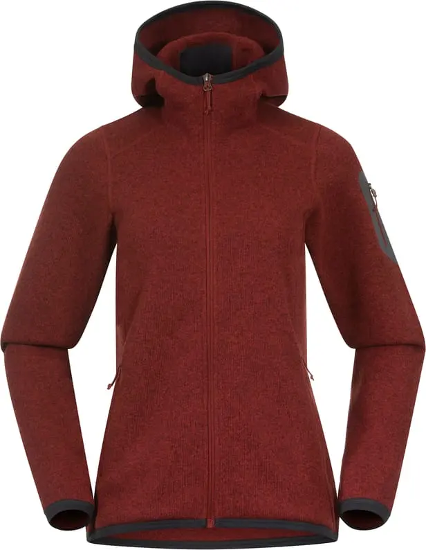 Bergans Women's Kamphaug Knitted Hoodie Chianti Red