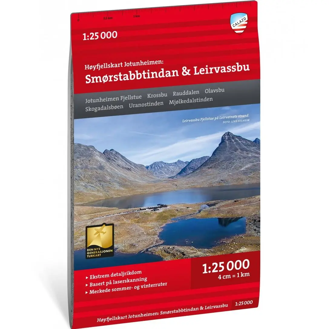 Calazo förlag Høyfjellskart Jotunheimen: Smørstabbstindan & Leirvassbu 1:25.000 NoColour