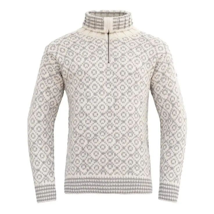 Devold Unisex Svalbard Wool Zip Neck Offwhite/grey