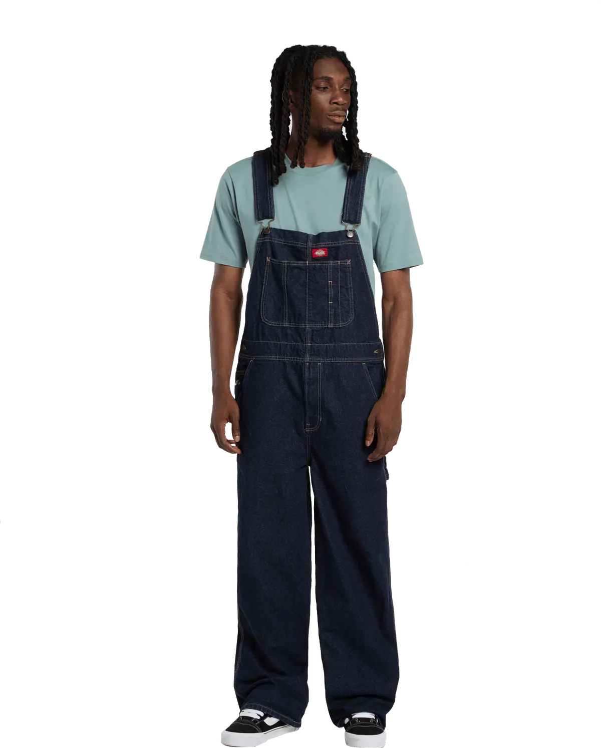 Dickies Men's Loose Denim Bib Rinsed
