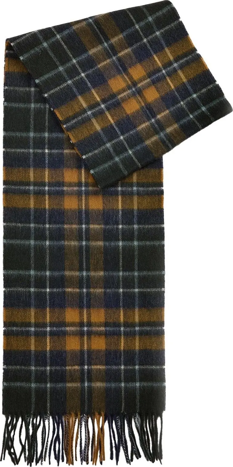 Barbour Unisex New Check Scarf Forest/Bronze Brown