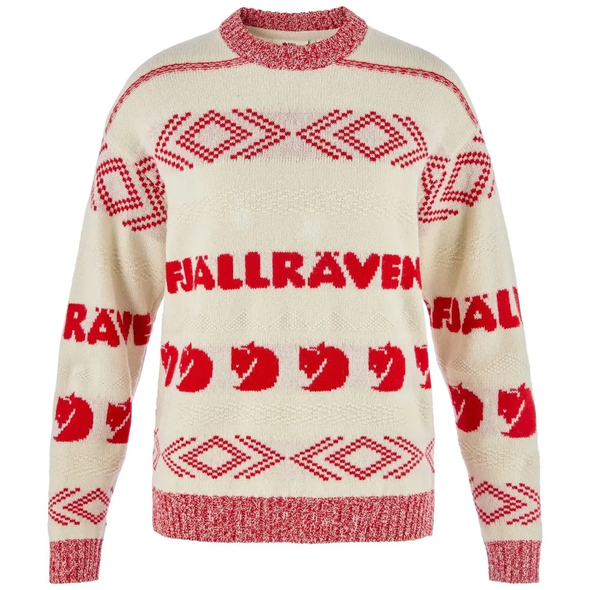 Fjällräven Fjällräven Jacquard Knit W Chalk White-true Red