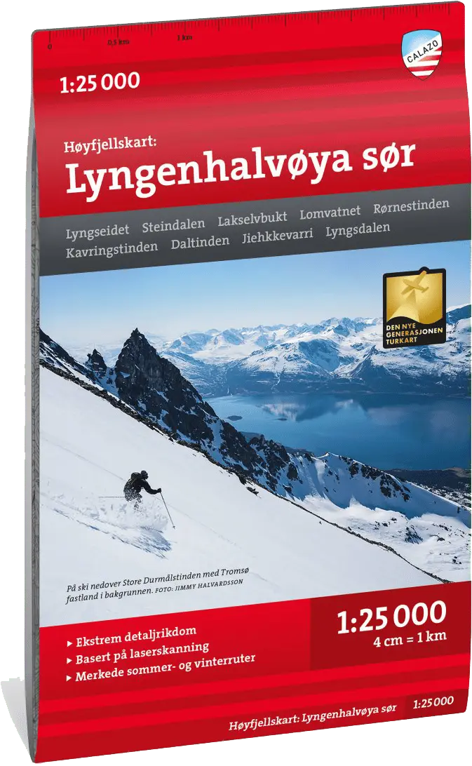 Calazo förlag Høyfjellskart Lyngenhalvøya sør 1:25.000 Alpine map