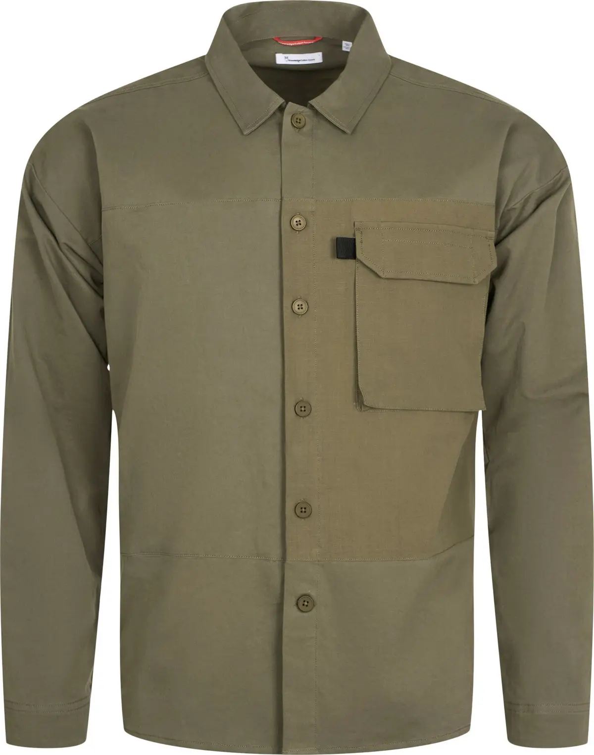 Knowledge Cotton Apparel Men's Outdoor Twill Overshirt With Contrast Fabric Burned Olive