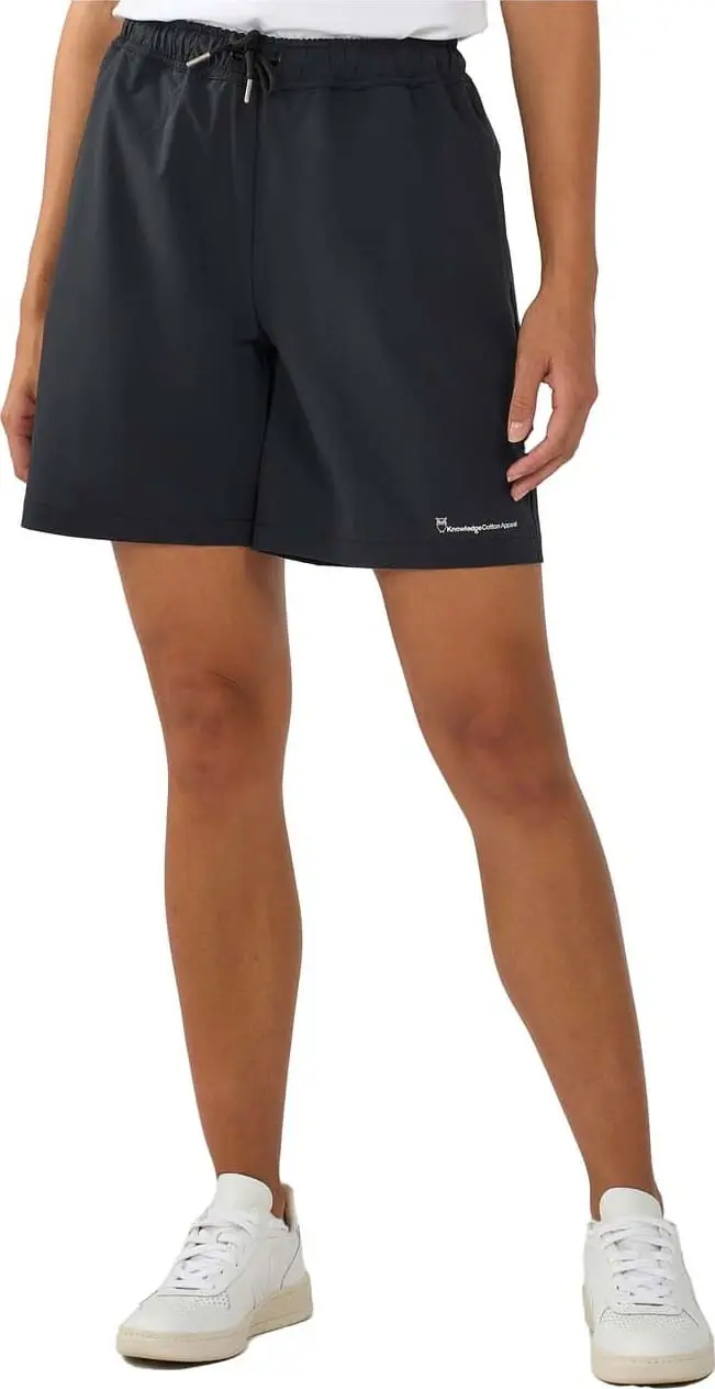 Knowledge Cotton Apparel Women's Stretch Ribstop Elastic Waist Shorts Black Jet