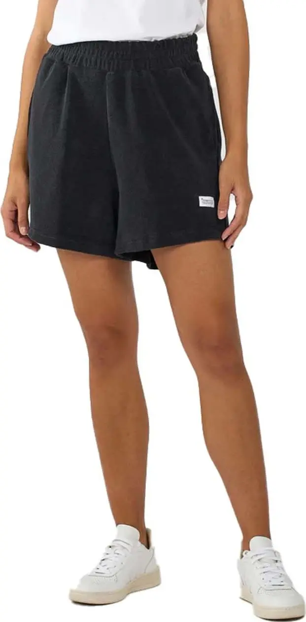 Knowledge Cotton Apparel Women's Terry Elastic Waist Shorts Black Jet