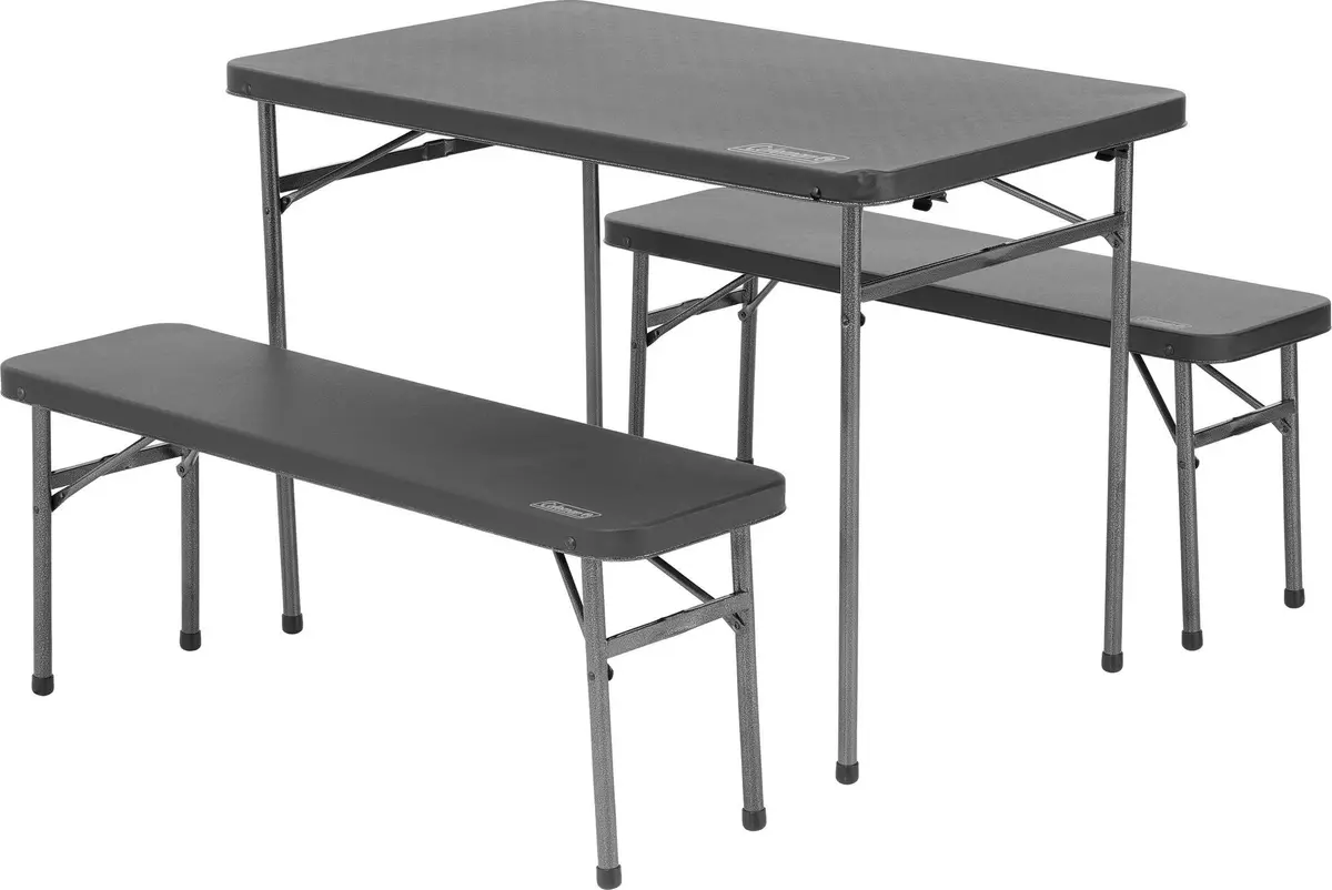 Coleman 4 P Packaway Table & Bench Set Black