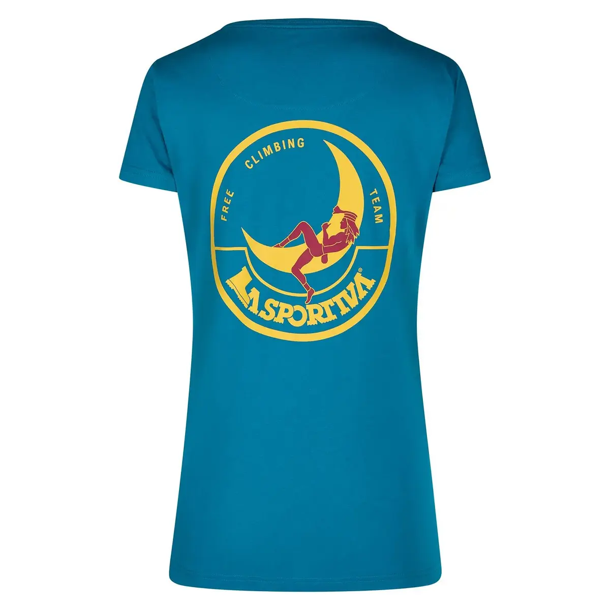 La Sportiva Women's Climbing On The Moon T-Shirt Turchese/Giallo