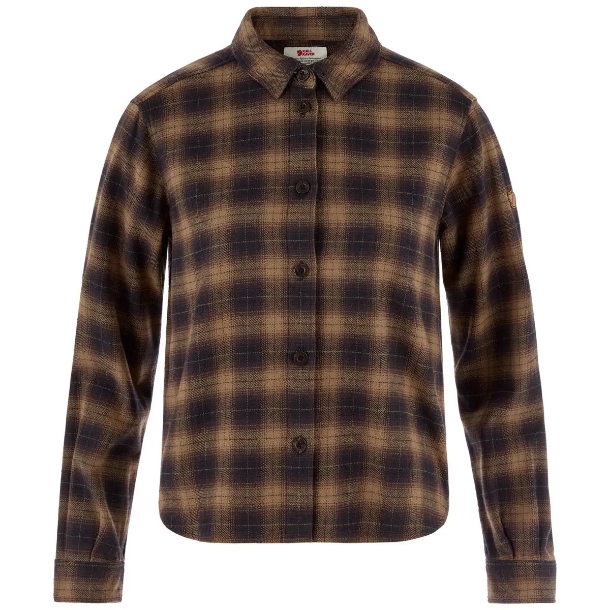 Fjällräven Övik Boxy Flannel Shirt W Black-wood Brown
