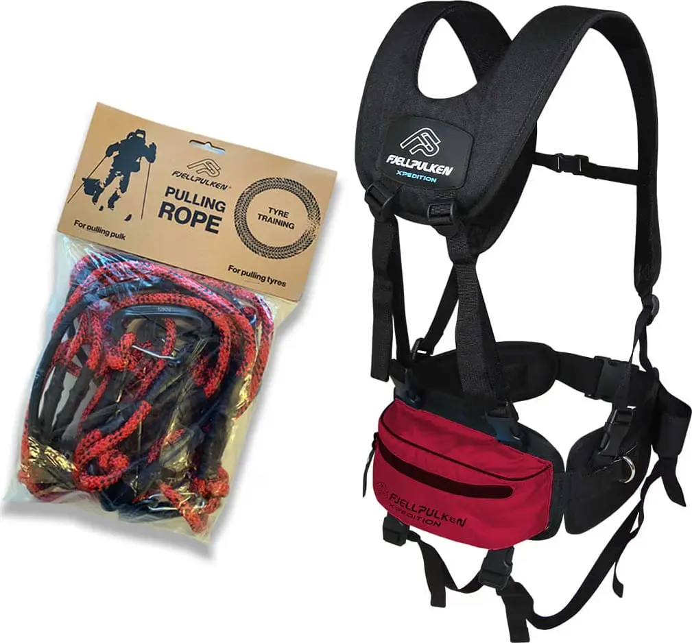 Fjellpulken Dekktreningspakke med ekspedisjonssele comfort Blue/red
